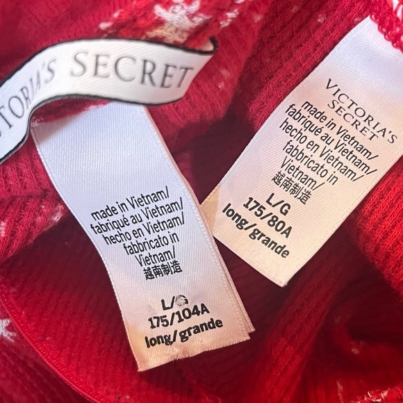 Victoria’s Secret 2 two piece snowflake winter red white pajamas Sz Large - Picture 10 of 10